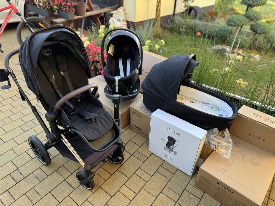 Cybex Priam Rosé Gold 4w1 zestaw Gondola Wozek Nosidelko Siodło samoch