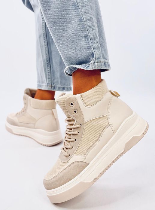 Sneakersy Za Kostkę Riess Beige