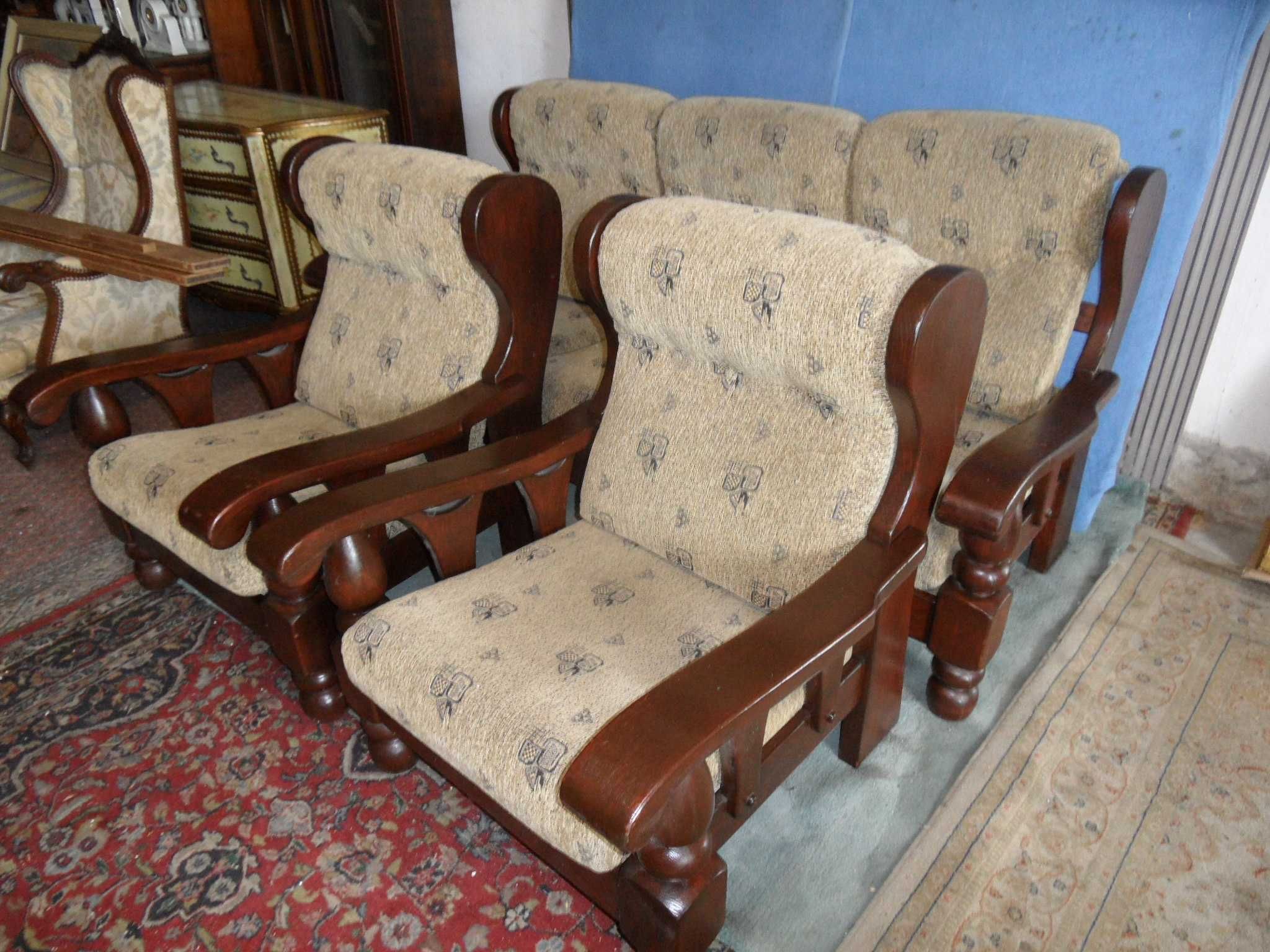 Wypoczynek Dębowy Holenderski Sofa 3+1+1