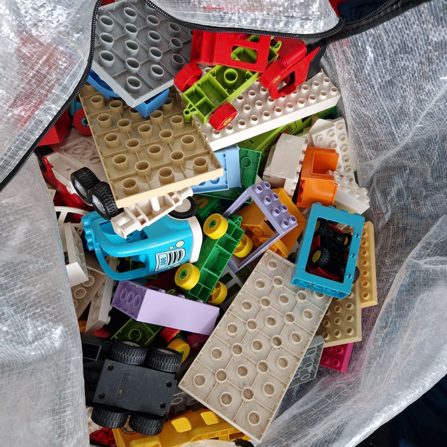 Torba klocków lego duplo dom lotnisko pociąg z cyferkami