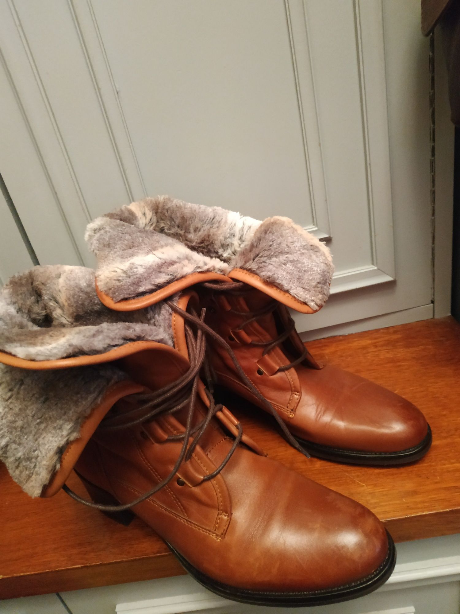 Сапоги - ботинки зимние кожаные (37)