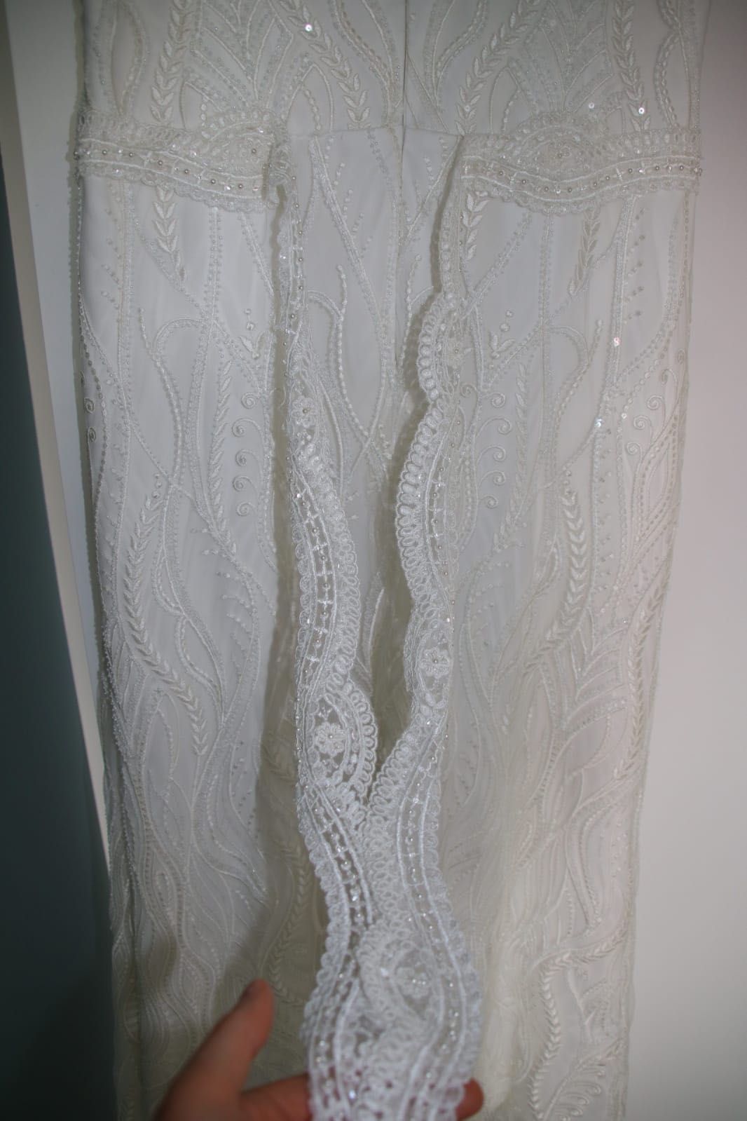 Suknia ślubna wieczorowa biała koraliki Kwiat Lotosu ivory