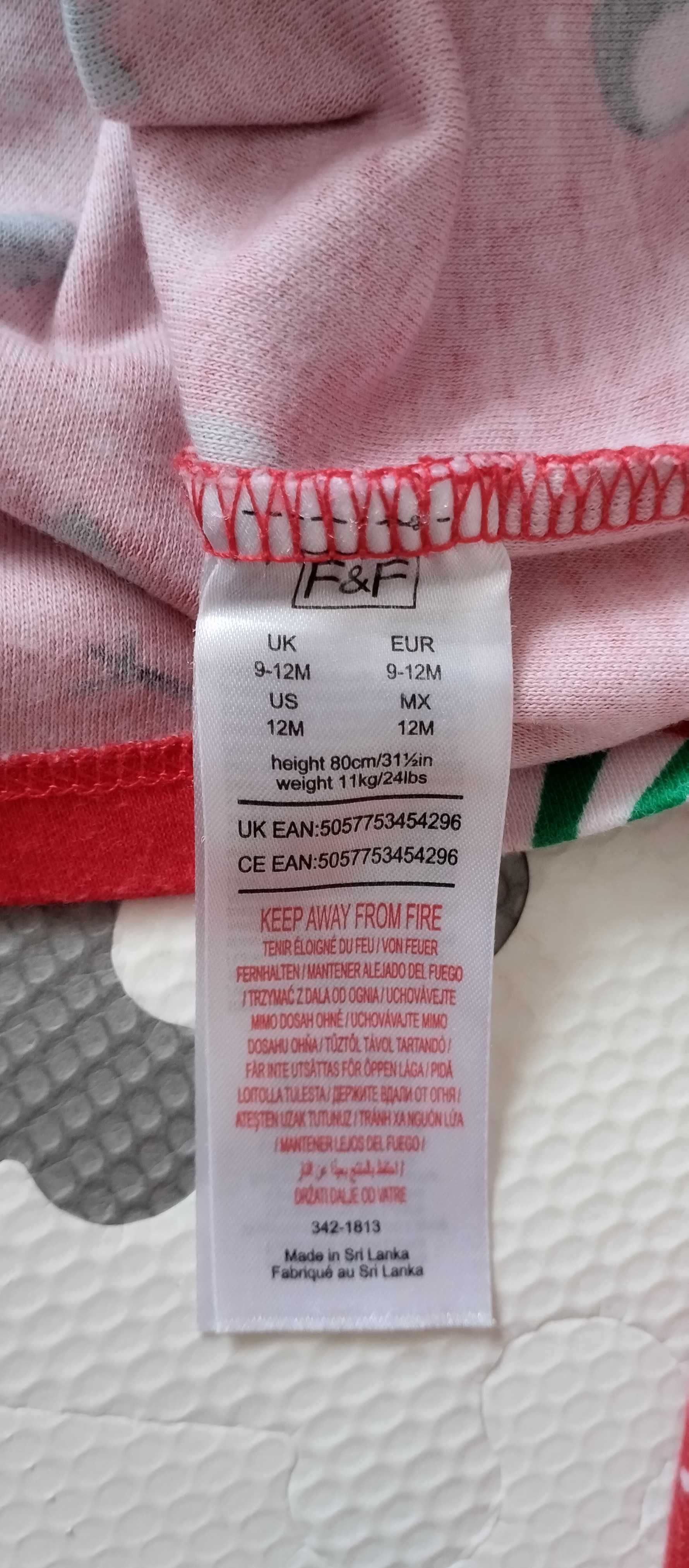 Piżama dla dziewczynki, góra od piżamy świąteczna czerwona 74/80 F&F