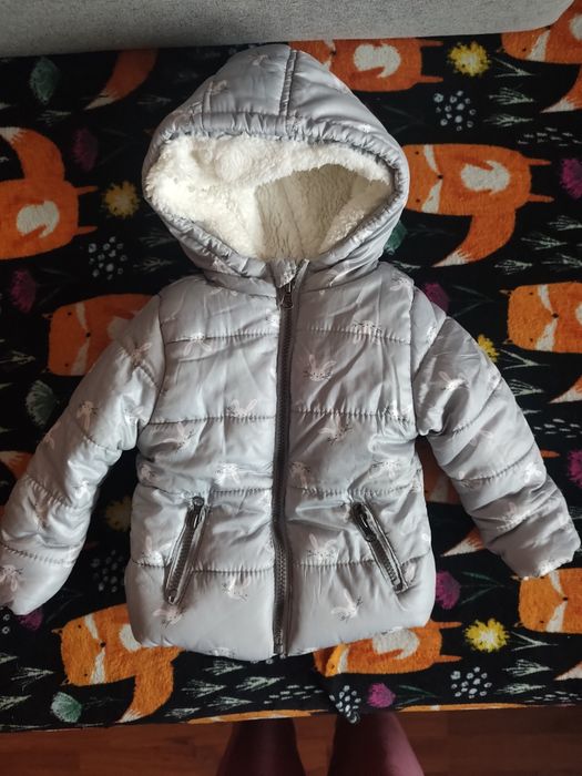 Kurtka zimowa szara w króliczki r80
