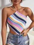 Top Crop Z Odkrytymi Plecami W Paski Bandana L 40
