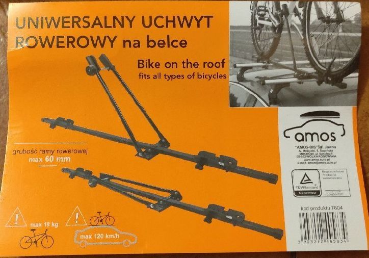 Bagażnik rowerowy, uchwyty rowerowe AMOS, belki Thule, bez stóp