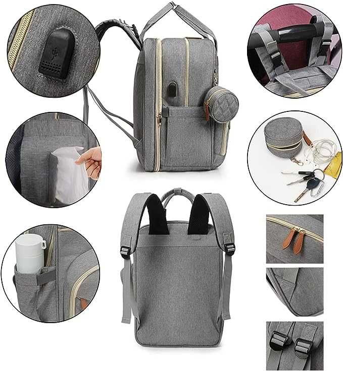 Mochila Multifuncional para Fraldas com Berço Extensível