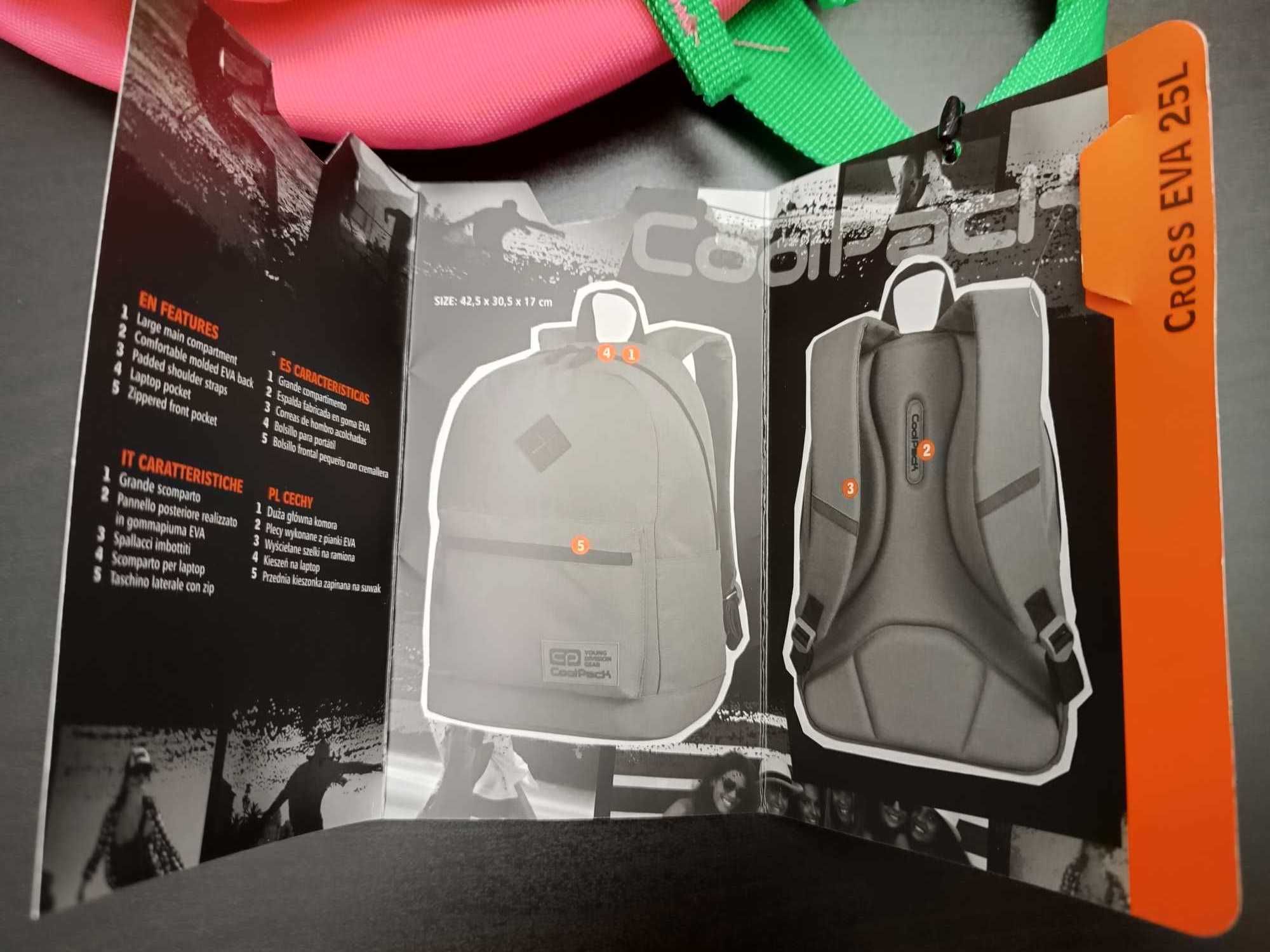 Plecak miejski CoolPack CP Cross Eva 25l neonowy różowy