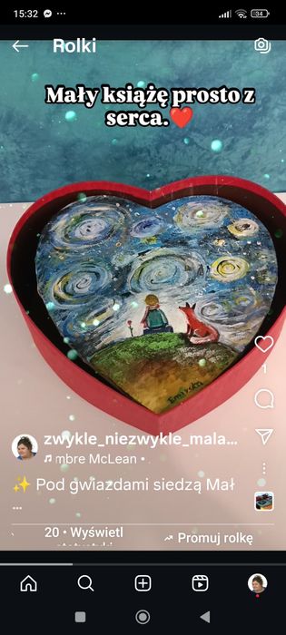 Obraz ręcznie malowany Mały książę serduszko