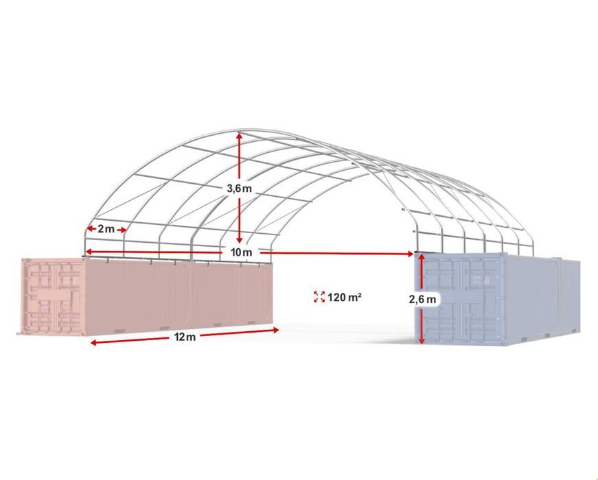 10x12m Namiot ZADASZENIE do kontenerów WIATA namiot przemysłowy DAS