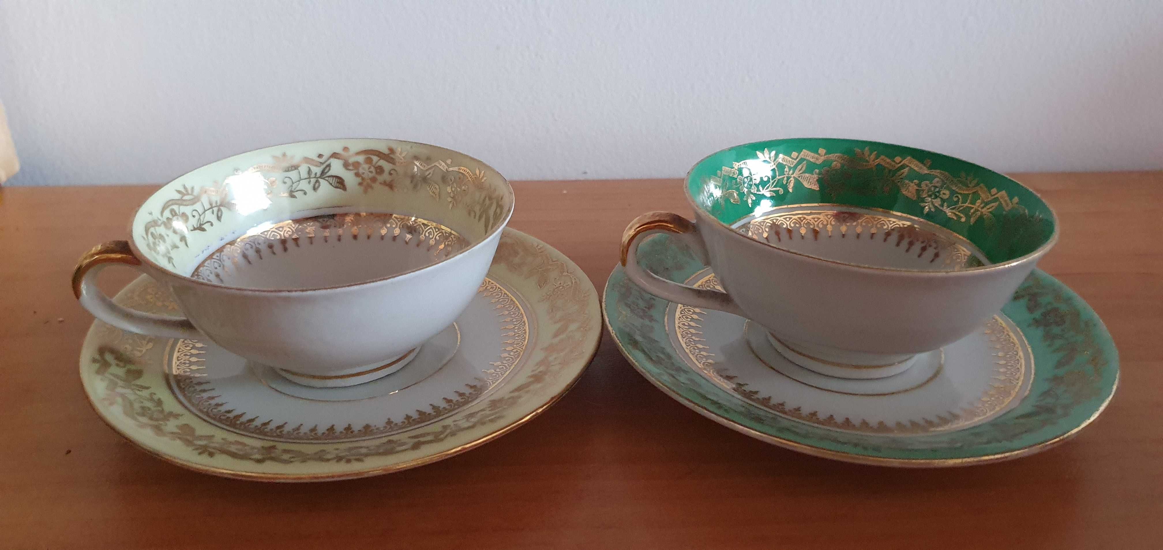 Porcelana Vintage filiżanki Bavaria Wolfram Wiesau 2 szt ze spodkami