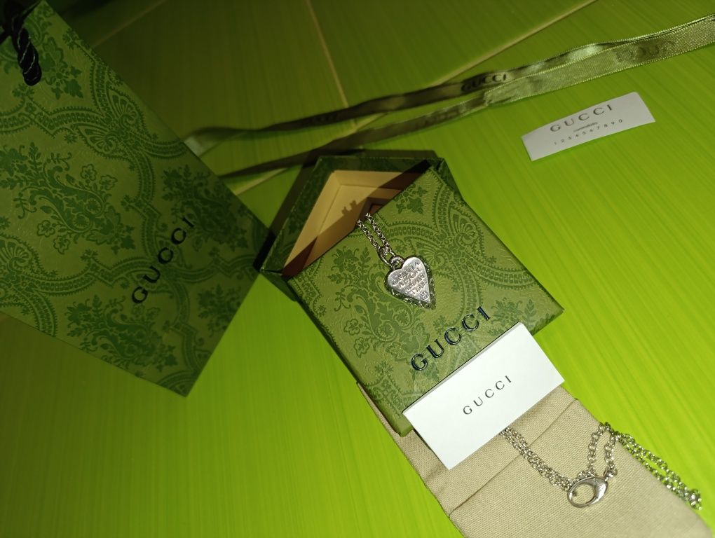 Кулон у формі серця Gucci / Цепочка Серце Гуччі