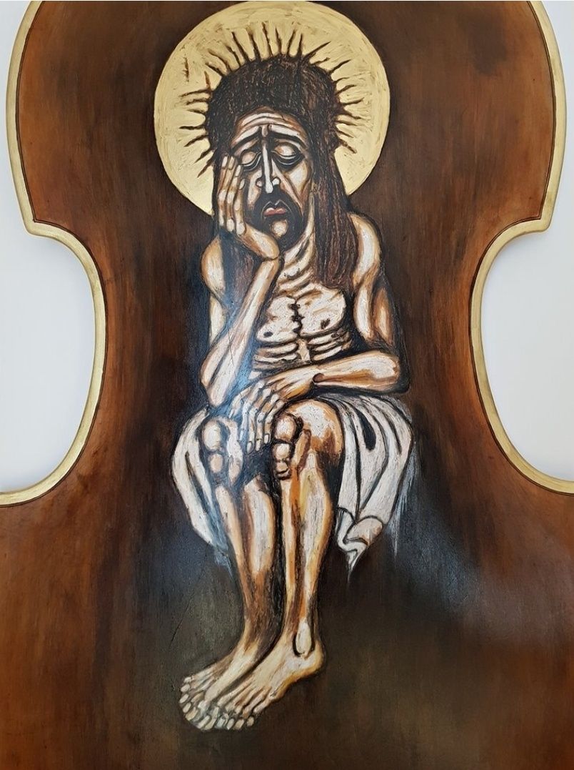 Kontrabas Ikona Jezus Chrystus Frasobliwy