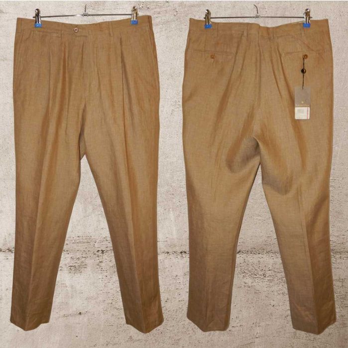 Льняные брюки классического кроя ERMENEGILDO ZEGNA. Size 52R IT.