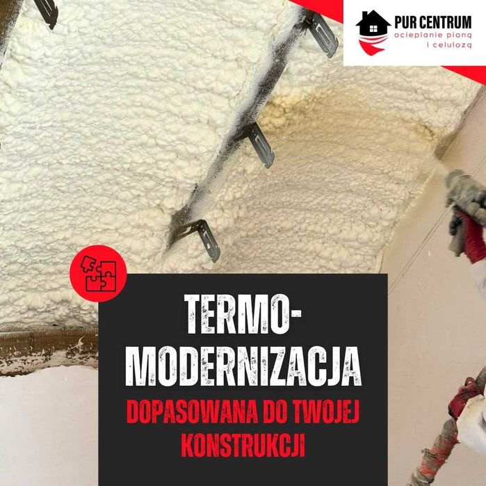 Ocieplenie ocieplanie izolacja pianą piana pianka PUR poddasza dachu