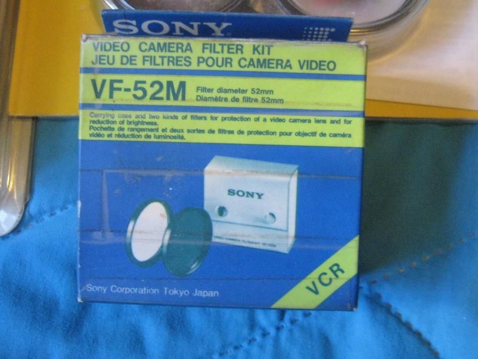 Sony Video 8 Acessórios Filtros VF-52M + VF-520K comando RM-151KA cabo