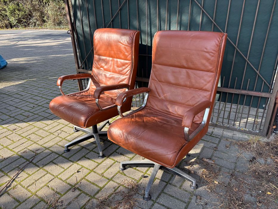 Skórzany fotel biurowy Vintage lata 80 2 szt