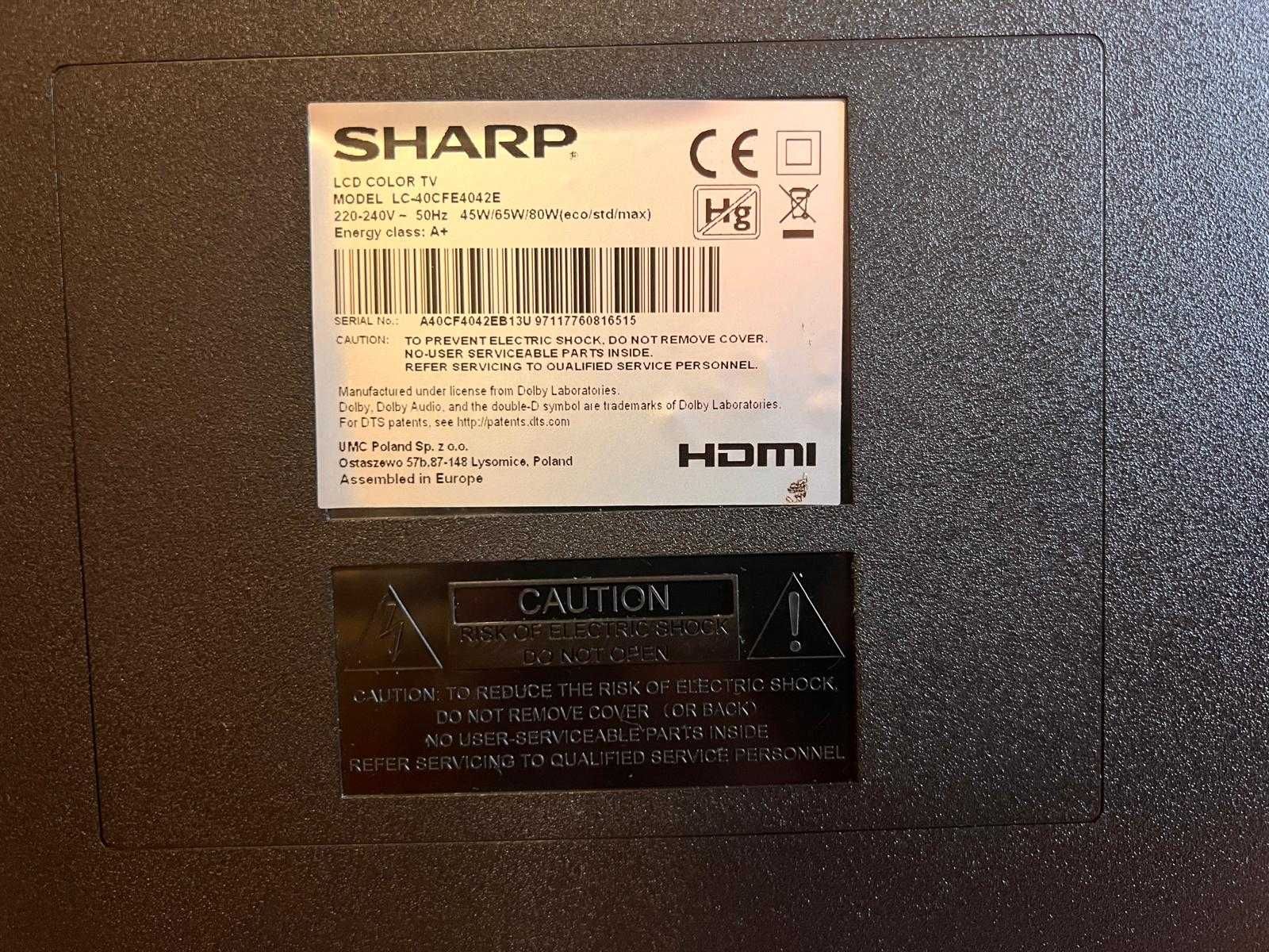Telewizor TV LCD LED SHARP 40 cali Model Sharp Aquos LC-40CFE4042E