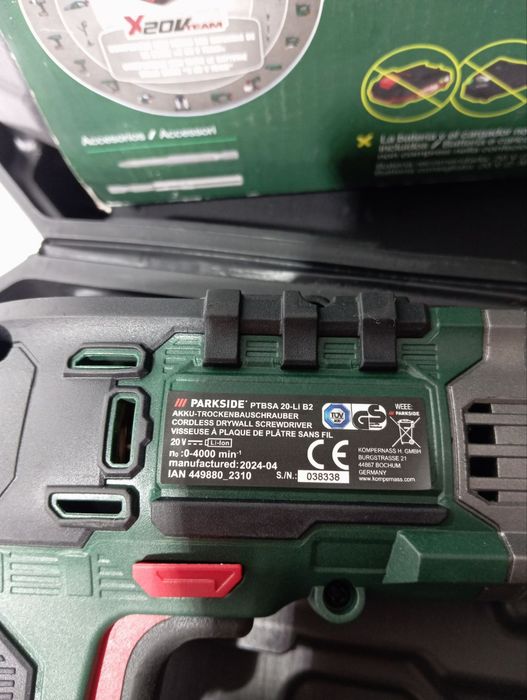шуруповерт для гіпсокарт PARKSIDE PTBSA 20-Li В2, шурупокрут, викрутка