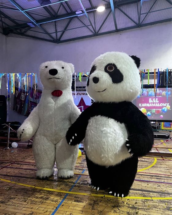 Bialy Miś i Panda wynajem  na urodziny komunie chrzciny zabawy festyn