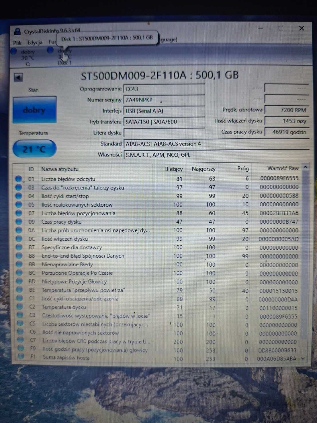 dysk twardy 500gb 3,5 sprawny #g24