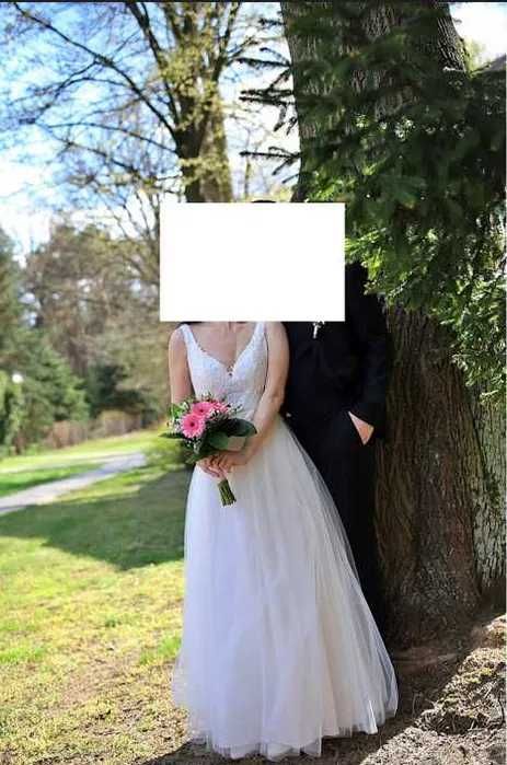 Suknia ślubna S 36 princess księżniczka brokat Dama Couture