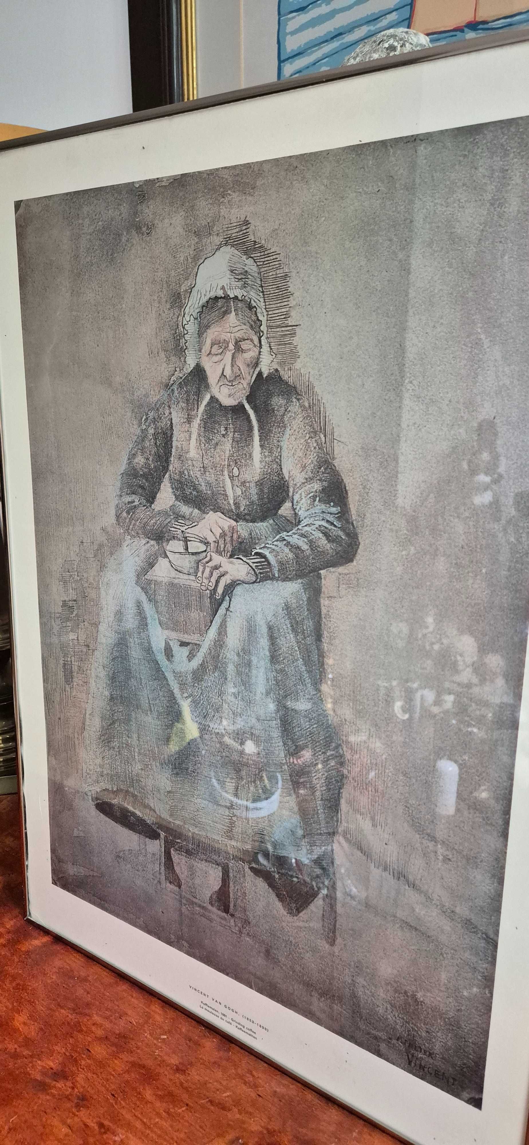 Litografia Vincent Van Gogh Mielenie kawy antyk plakat z wystawy cudo