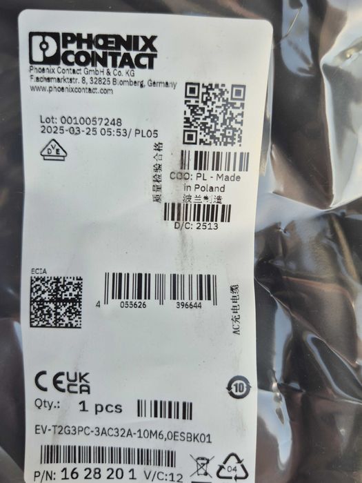 Cabo Carregamento trifásico (22 kW) Vulcanizado Phoenix Contact