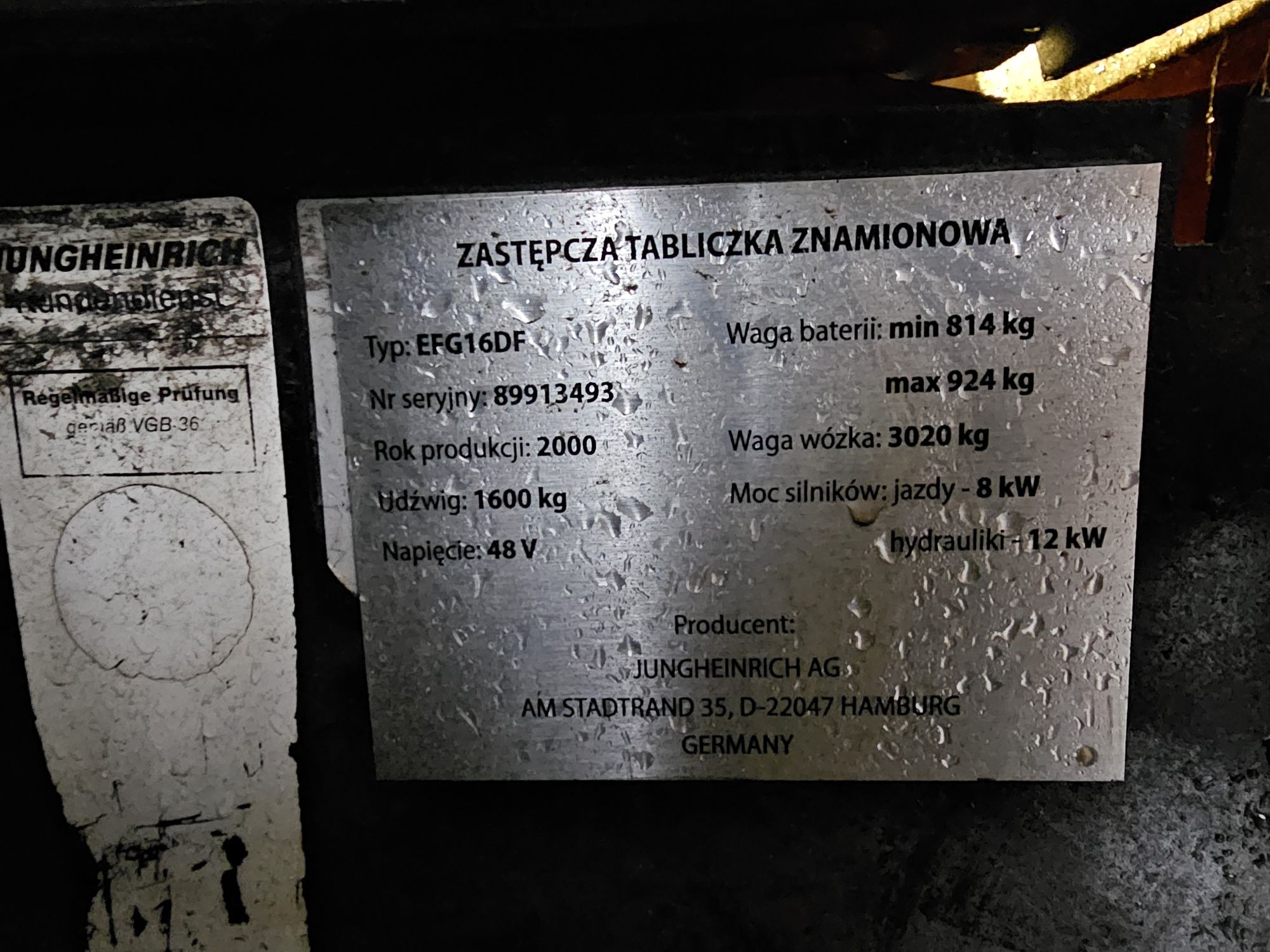 Wyprzedaż części używanych wózek widłowy jungheinrich pompa
