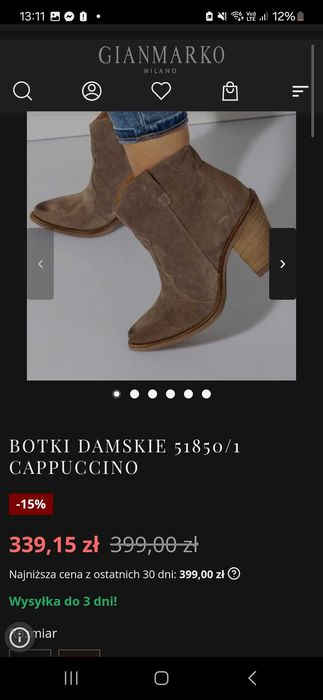 Nowe botki damskie,skora naturalna welurowa-przecierana