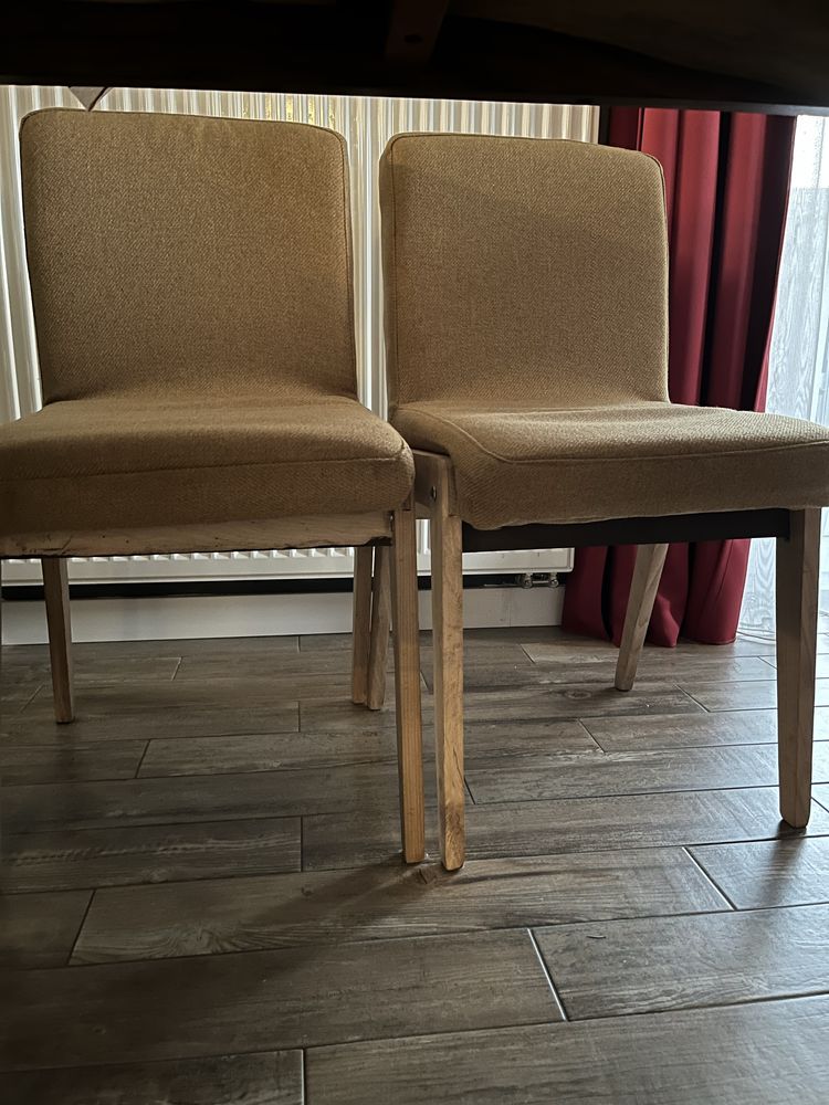 Krzesla Aga 7 sztuk PRL musztardowe komplet krzeseł krzesło