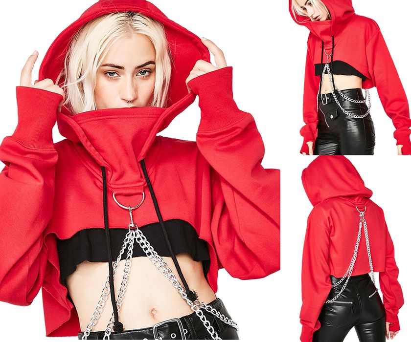 Stylowa Krótka Bluza z Łańcuszkami Punk HIP HOP Goth - XXL