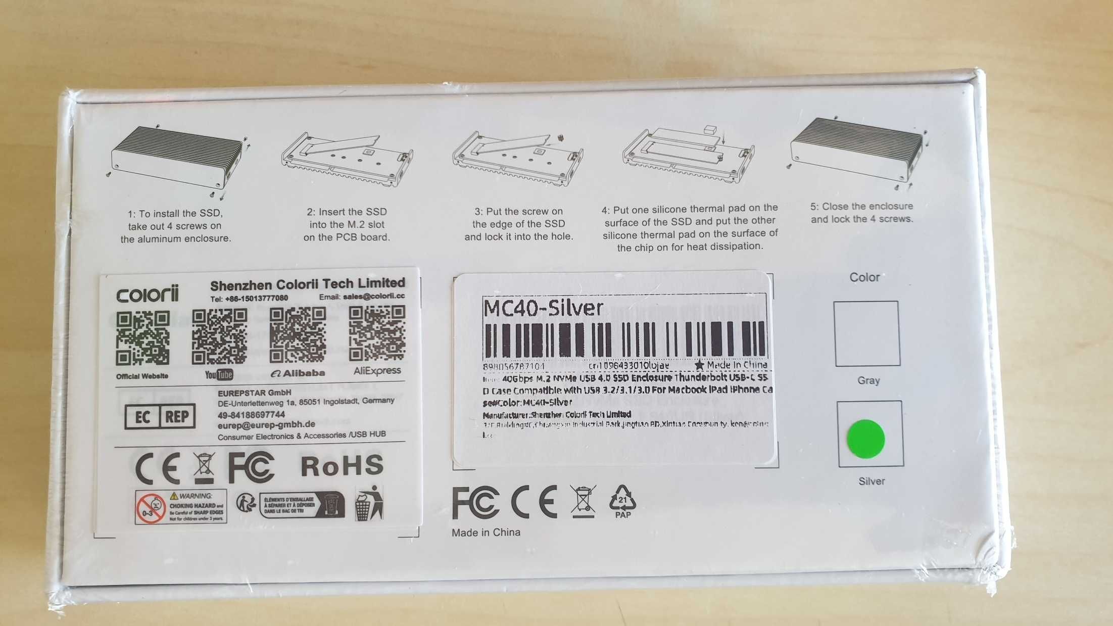 Obudowa NVMe 40 Gb/s M.2 USB 4.0 Thunderbolt USB-C