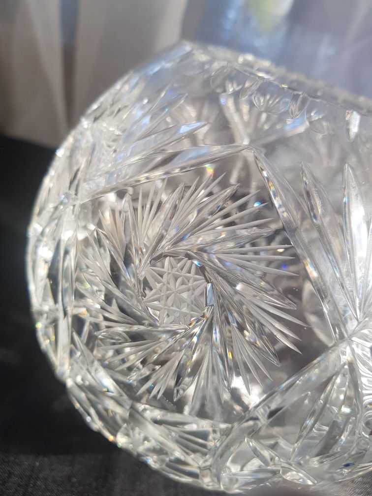 Kryształowy wazon kulisty Kryształowa kula młynek Vintage PRL