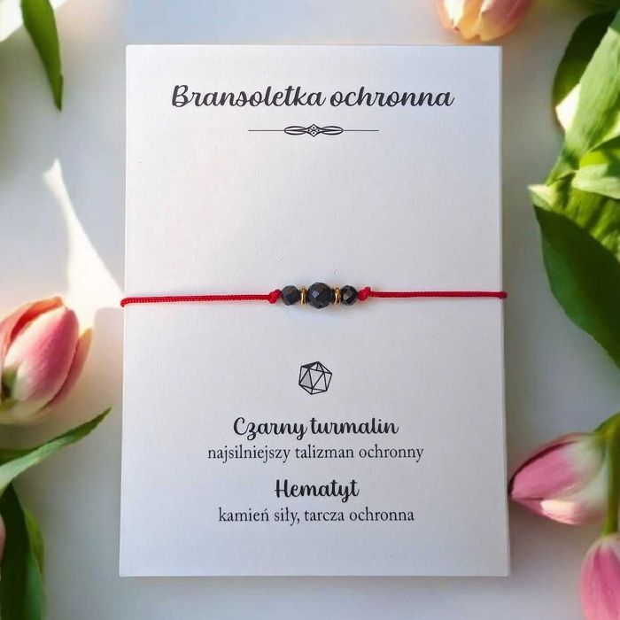 Bransoletka ochronna czarny turmalin talizman na szczęście amulet