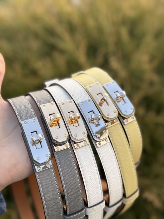 Жіночий шкіряний ремінь з лого ремінець тонкий kelly Hermes