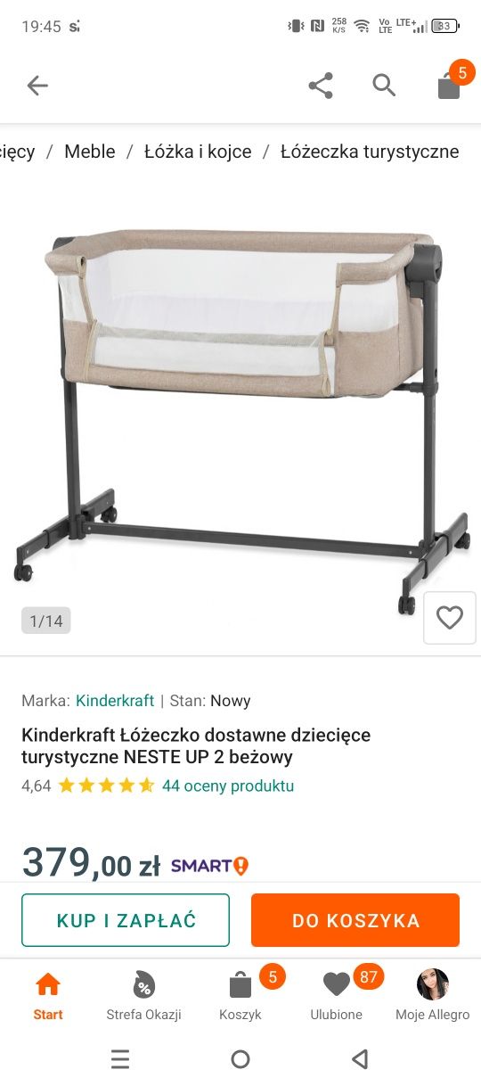 Dostawka kinderkraft beżowa