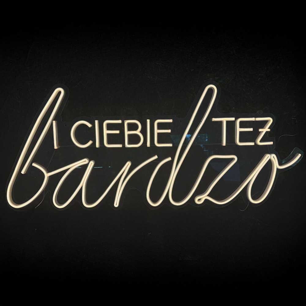 Neon LED „I Ciebie też bardzo” – WYNAJEM na wesele