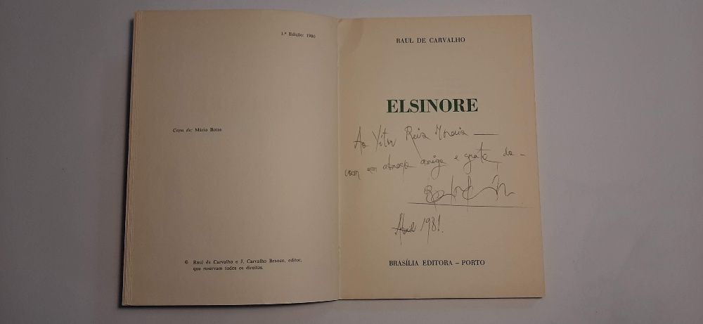 Raul de Carvalho - ELSINORE (1ª edição com dedicatória - raro)
