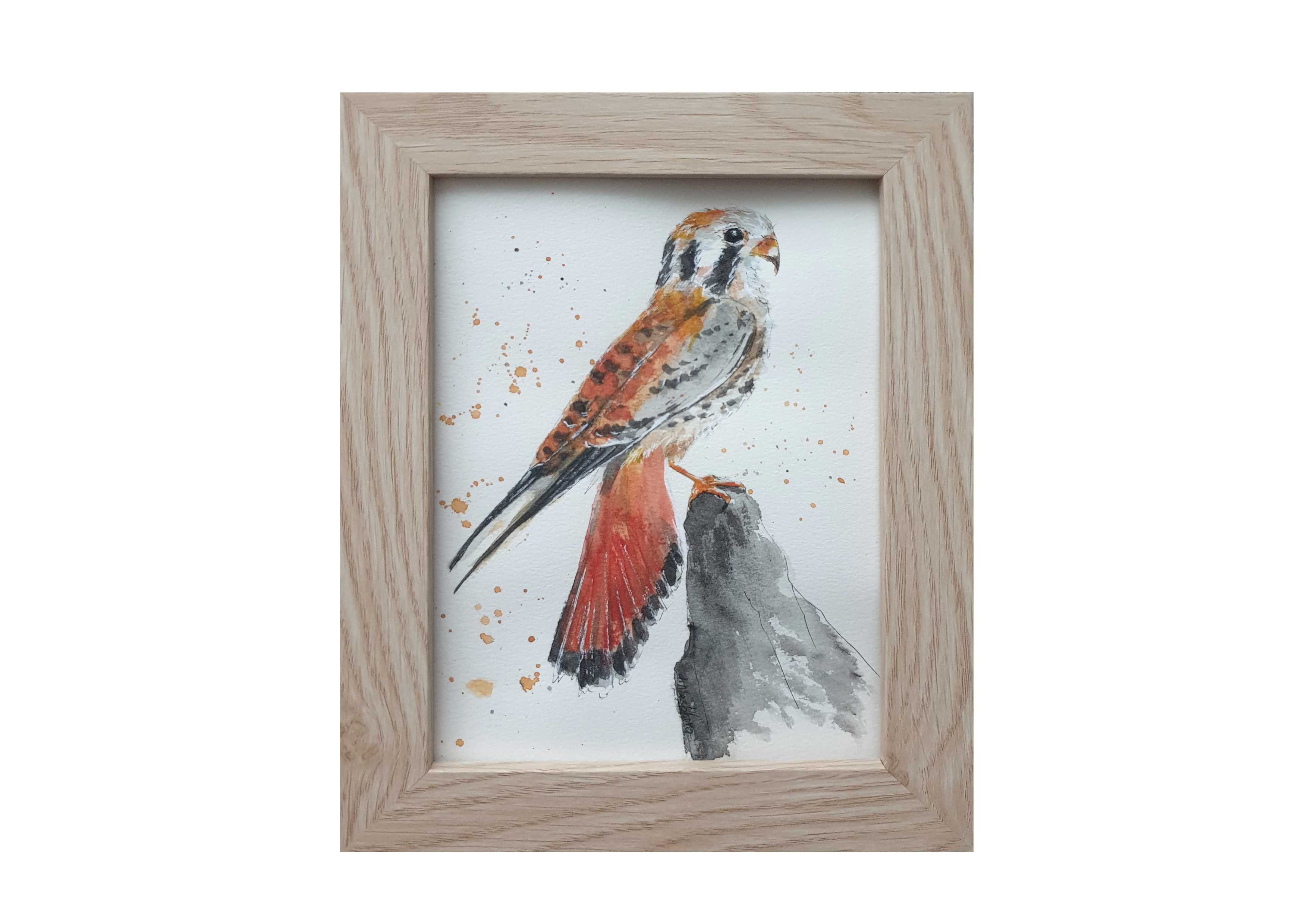 Akwarela ręcznie malowana ptak ptaki +rama