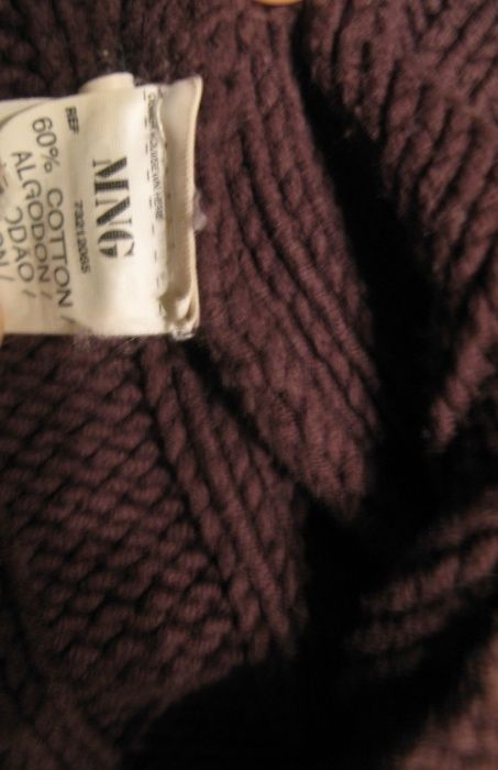 czekoladowy ciepły gruby sweter damski M brązowy