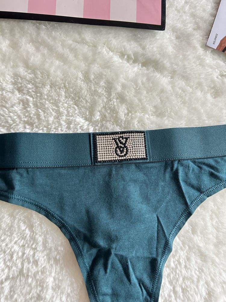 Victoria’s Secret nowe majtki M zielone shone strap bawełna metka logo