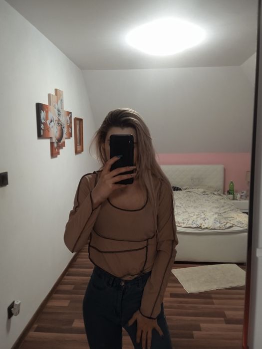 Crop top bluzka nowa boohoo oversize cielista dekolt modna