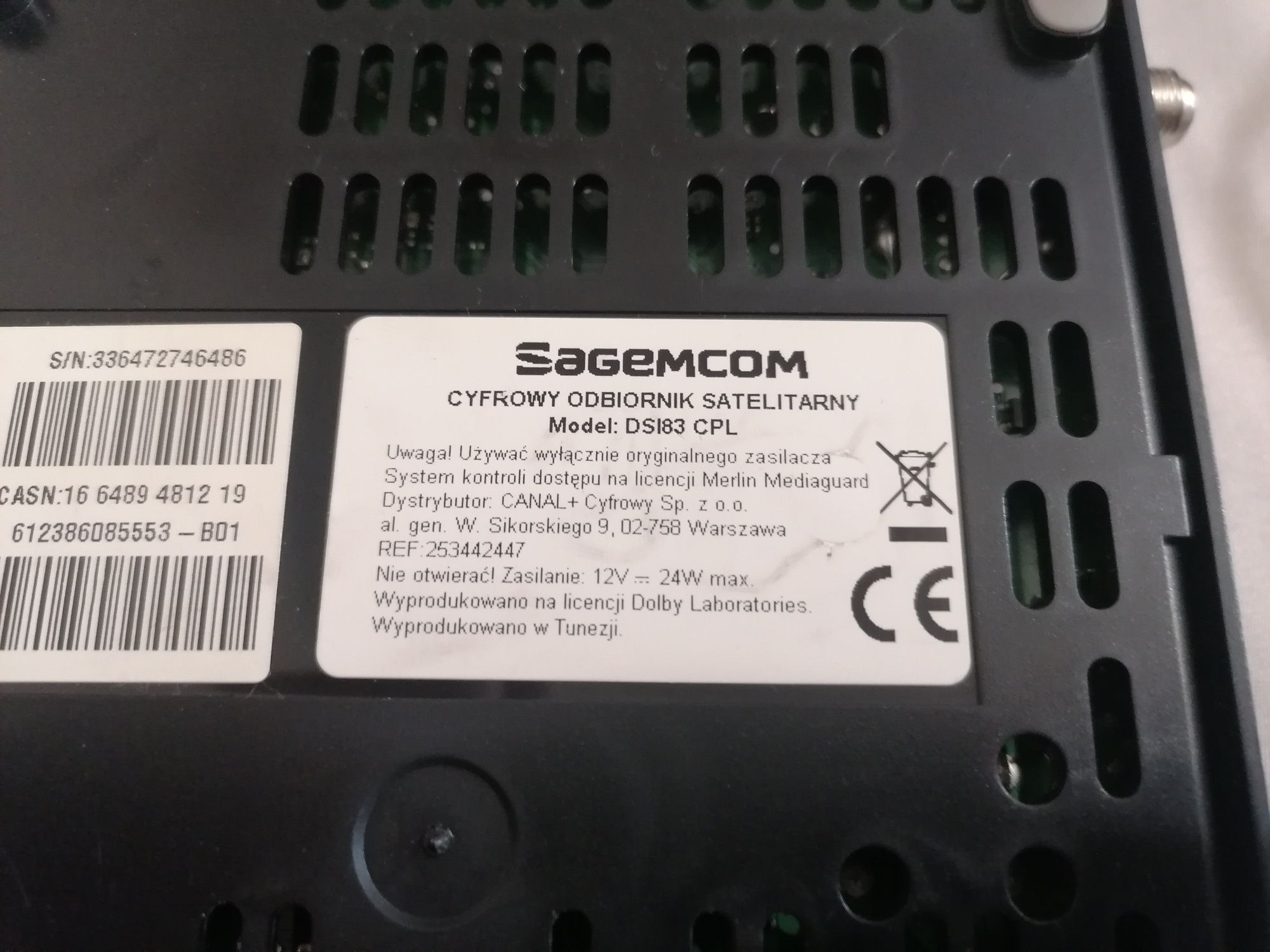 SAGEMCOM DS183 CPL Cyfrowy Odbiornik Satelitarny
