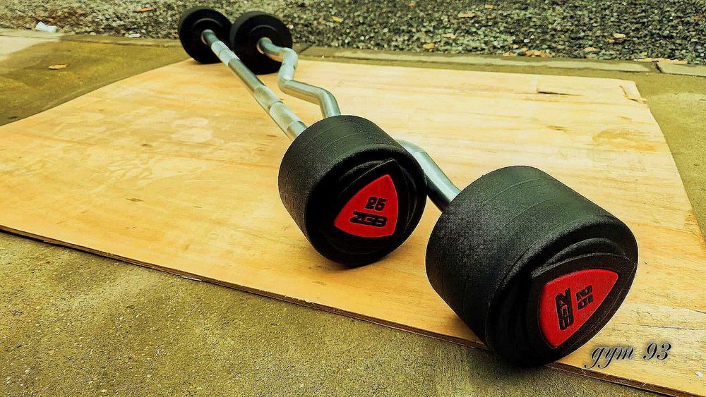 Zestaw 5 sztang PU giętych do 35 kg czerwony akcent