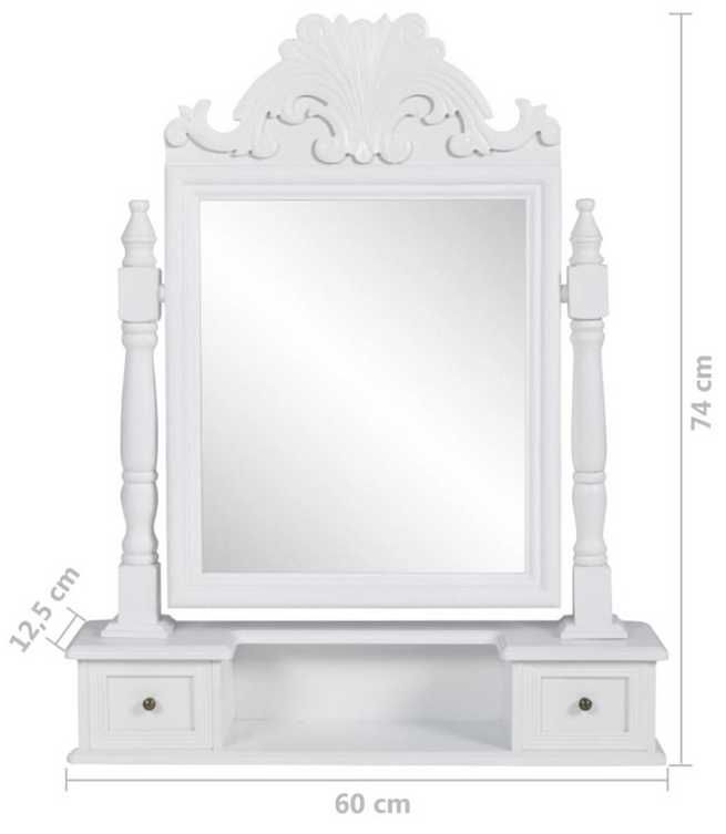 NOWA Toaletka MDF z Obrotowym Lustrem Biała Matowa 50 x 74 cm