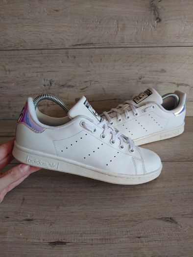 Белые кроссовки Адидас Adidas Stan Smith 38 2/3 р 24,5 см кожа зеркаль