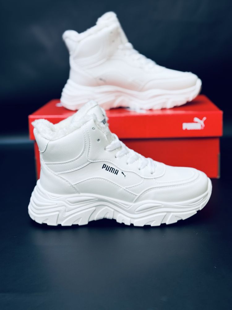 Кроссовки Puma зимние белые, Ботинки Пума белые, зимові кросівки Пума
