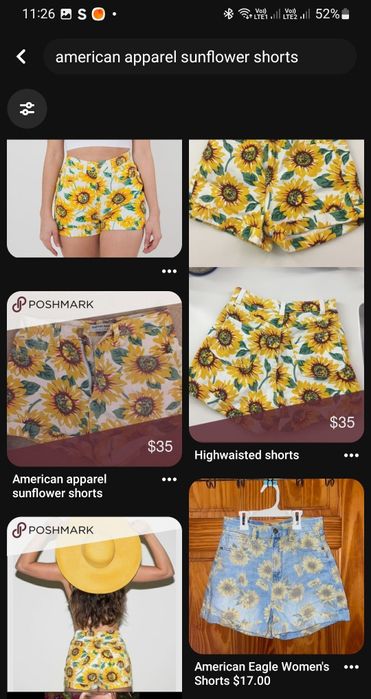 American Apparel Sunflower shorts