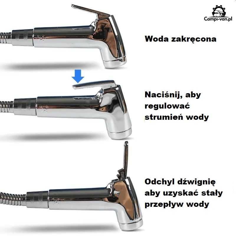 Zewnętrzny prysznic do kampera, kompletny zestaw w skrzynce, box